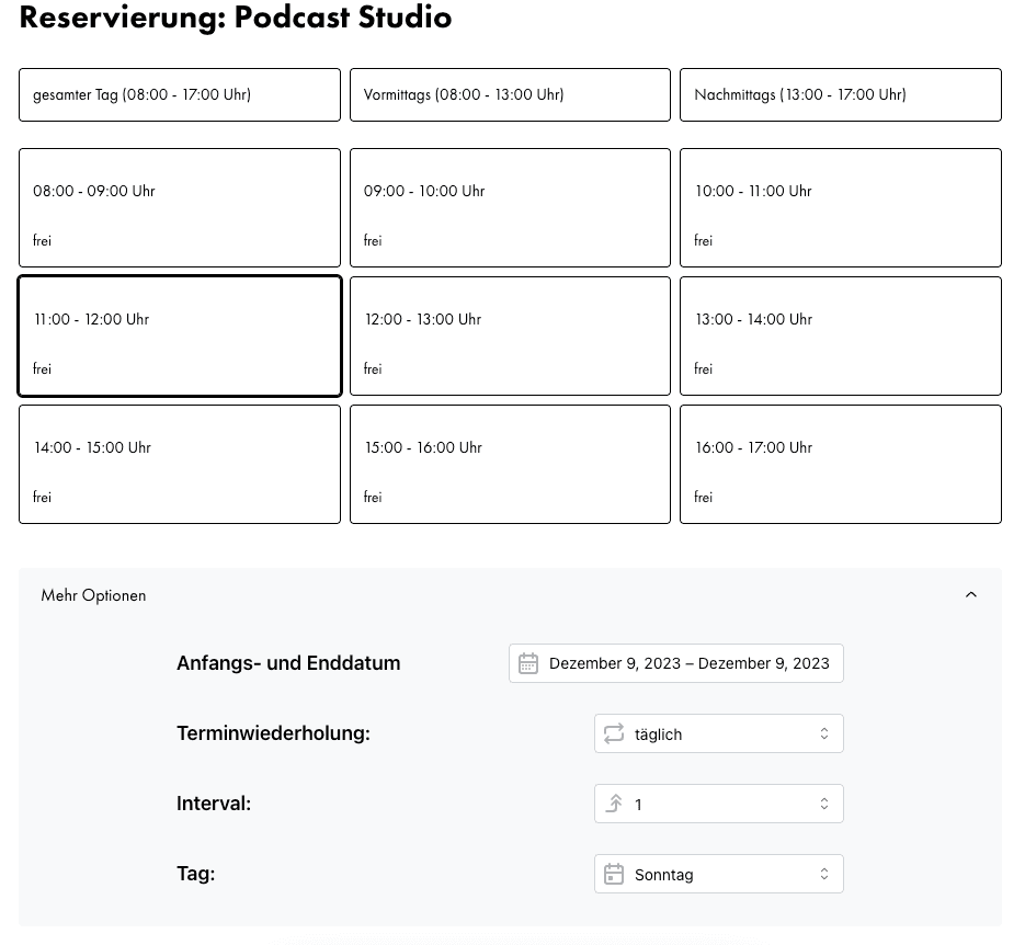 Wiederkehrende Reservierungen